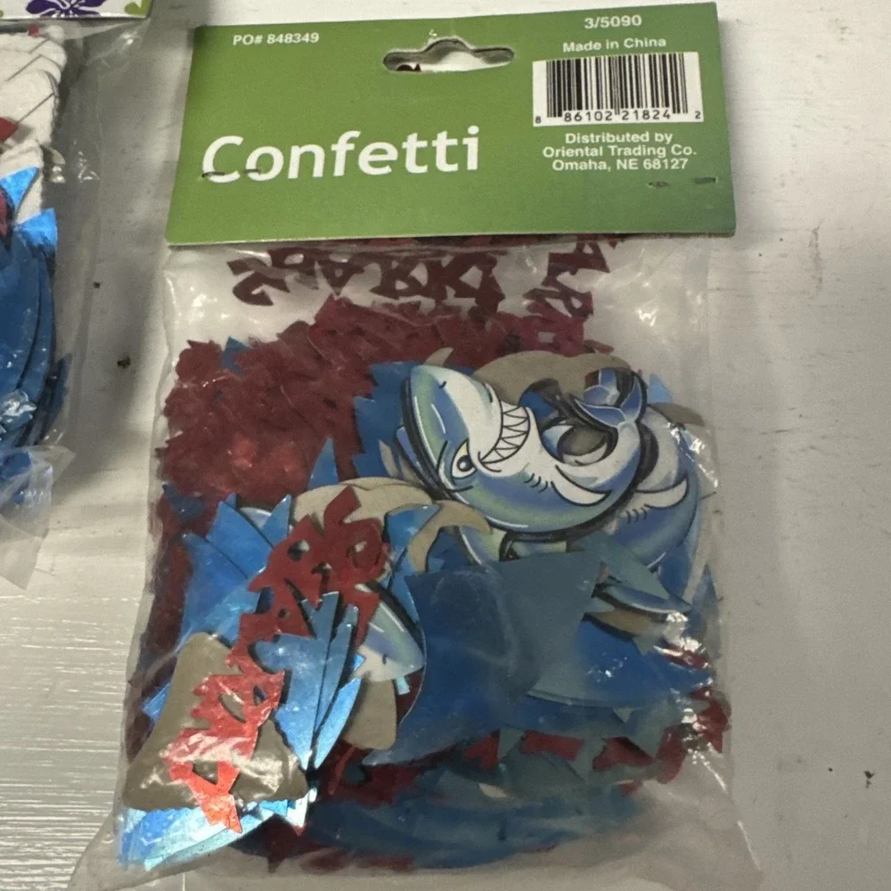 2 x 2oz Tabletop‎ Confetti SHARKS Teeth Fins Sprinkle Birthday Party Decor